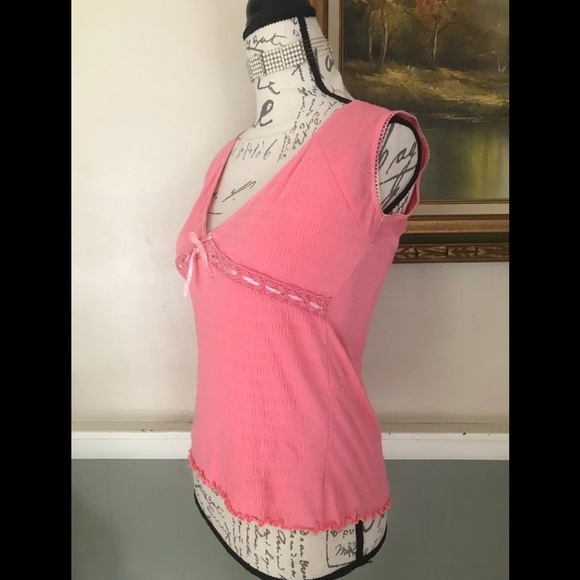 🩷Jazzie Pink V-Neck Cap Sleeve Bow Blouse - Picture 4 of 7